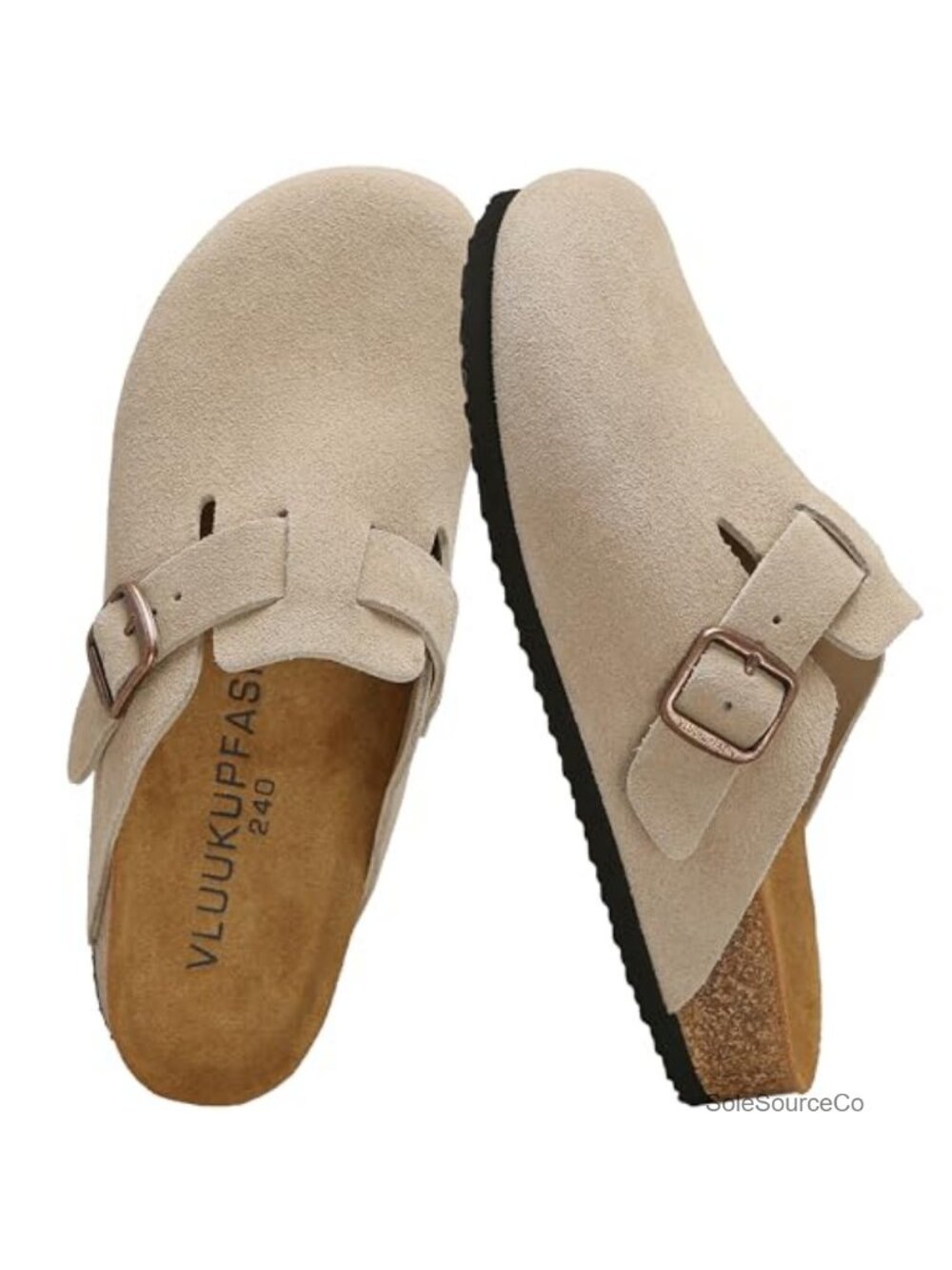 Genuine Suede Clogs for Women Mule Buckle Garden Shoes Comfortable Slip-On